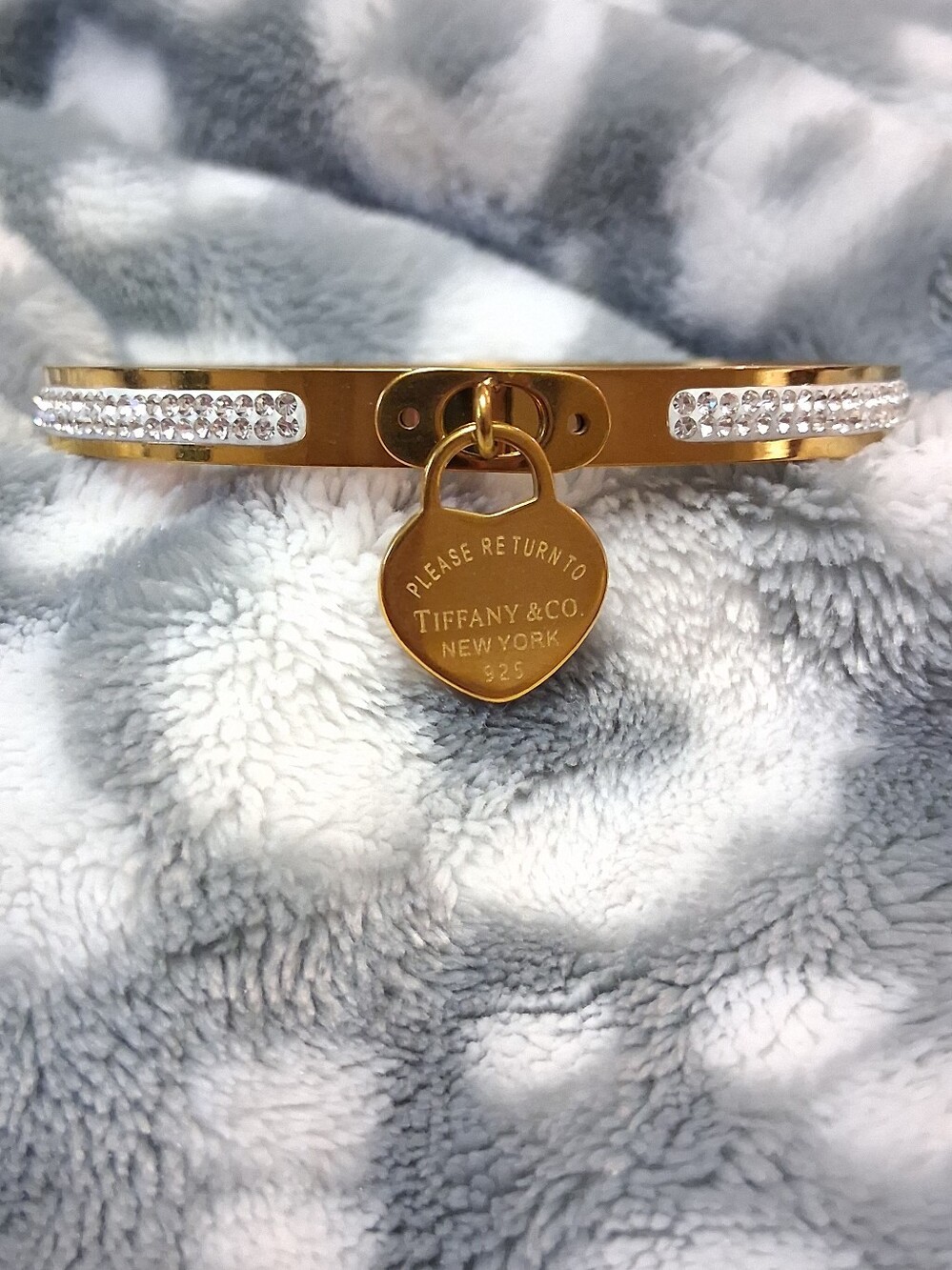 Beautiful Bangle Bracelet With Heart Dangle Charm
